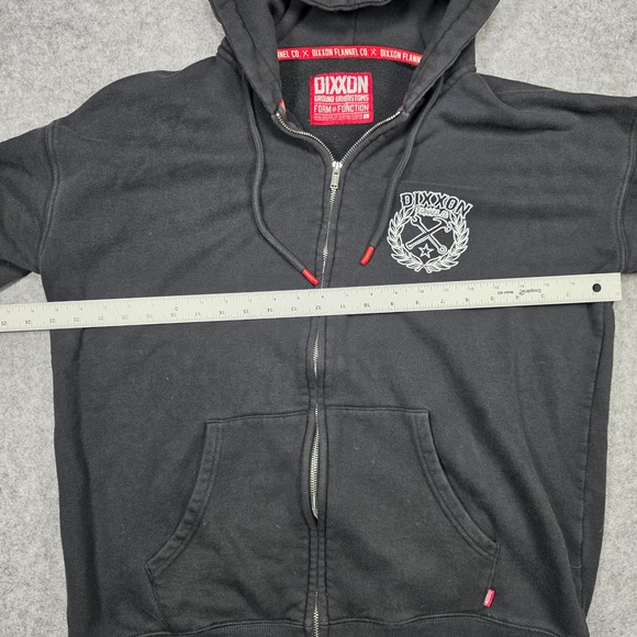 Dixxon Hoodie Mens L Black Full Zip Heavyweight Fleece Faded - Picture 7 of 10